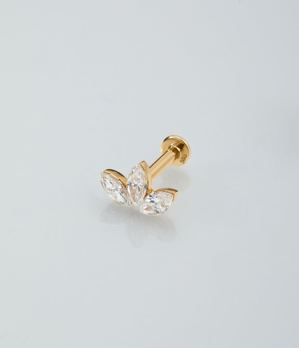 Athena - Lab-Grown Diamond 14K Solid Gold Invisible Set Labret Stud Threaded Earring