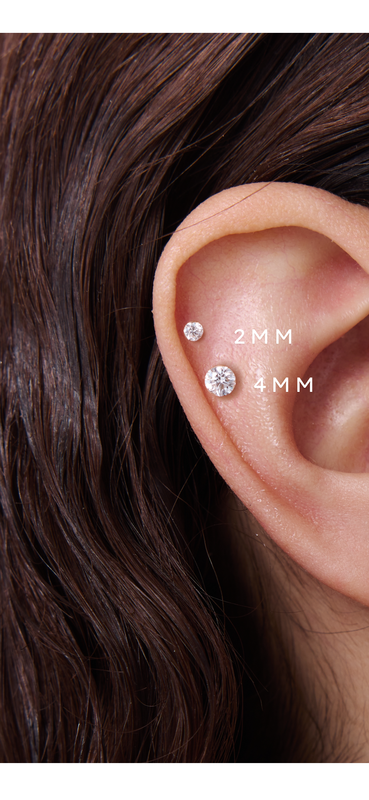 Gaia - 4mm Lab-Grown Diamond 14K Solid Gold Invisible Set Labret Stud Threaded Earring