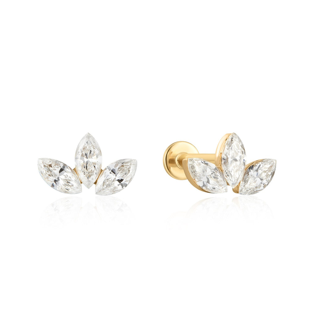Athena - Lab-Grown Diamond 14K Solid Gold Invisible Set Labret Stud Threaded Earring