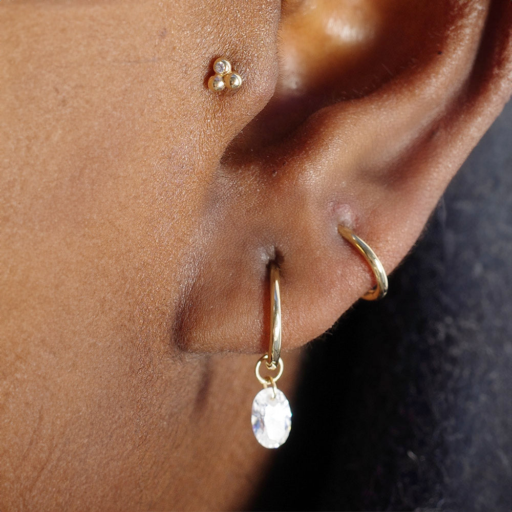 Francesca – 14K Solid Gold Triple Ball Labret Stud Earring