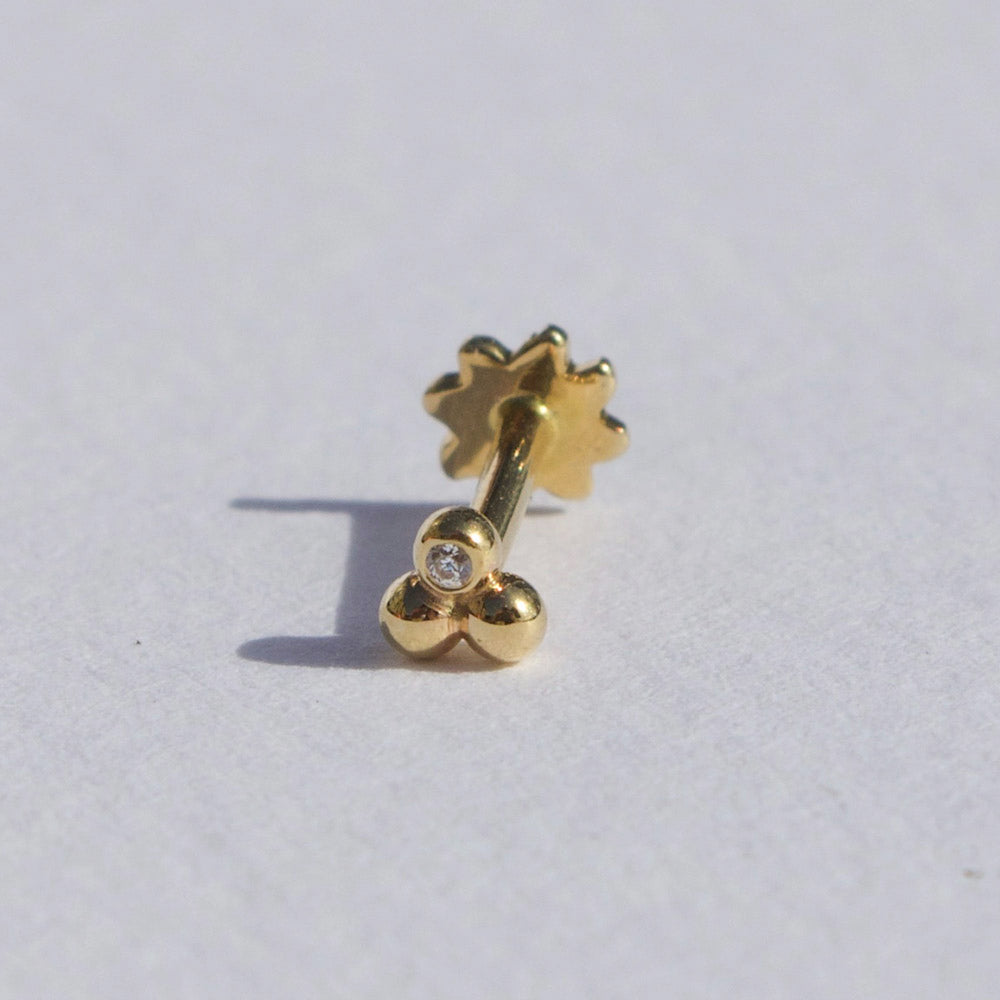 Francesca – 14K Solid Gold Triple Ball Labret Stud Earring