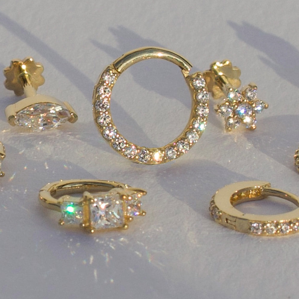 Luna – 14K Solid Gold Eternity Clicker for Daith or Septum