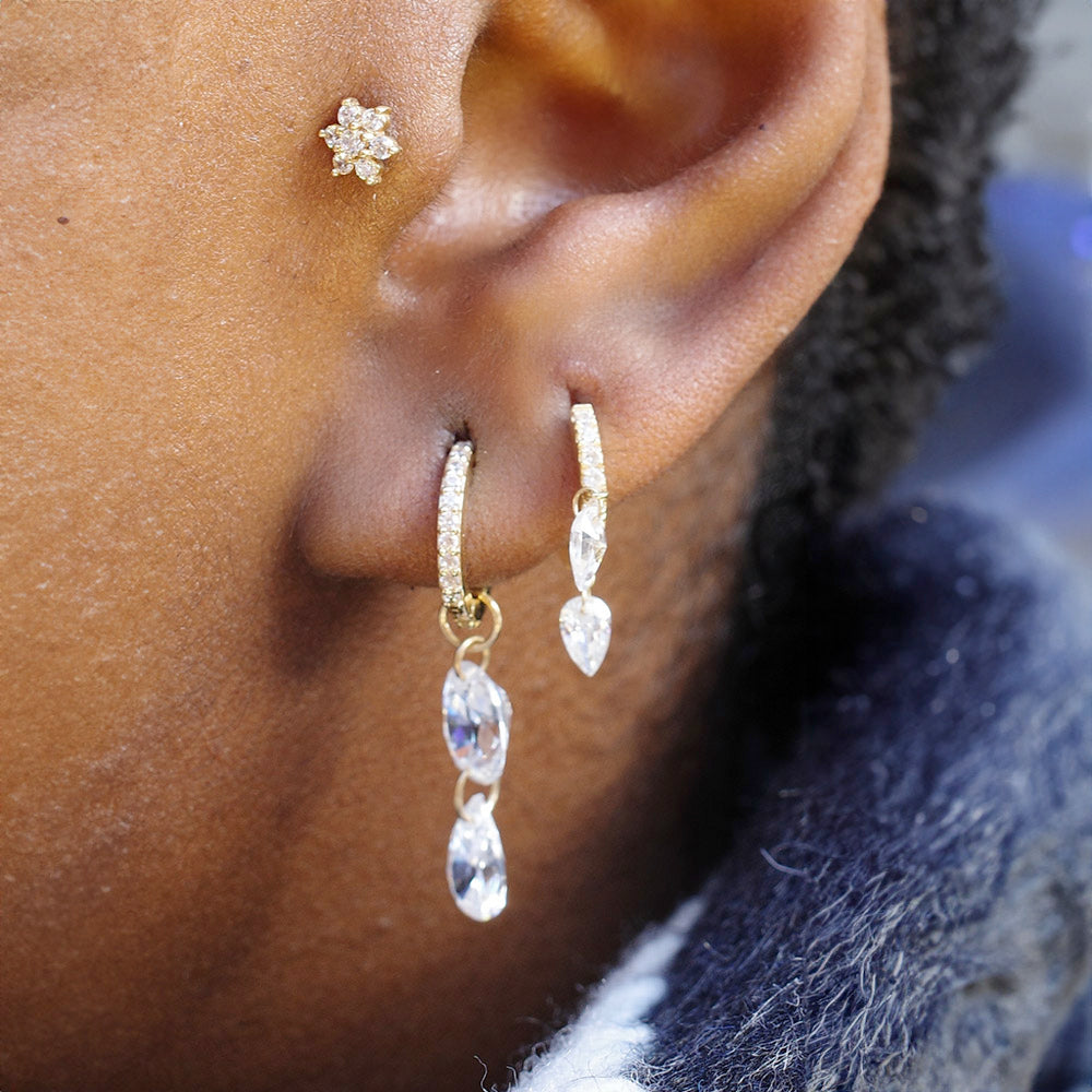 Natalie – 14K Solid Gold Flower Labret Stud Earring