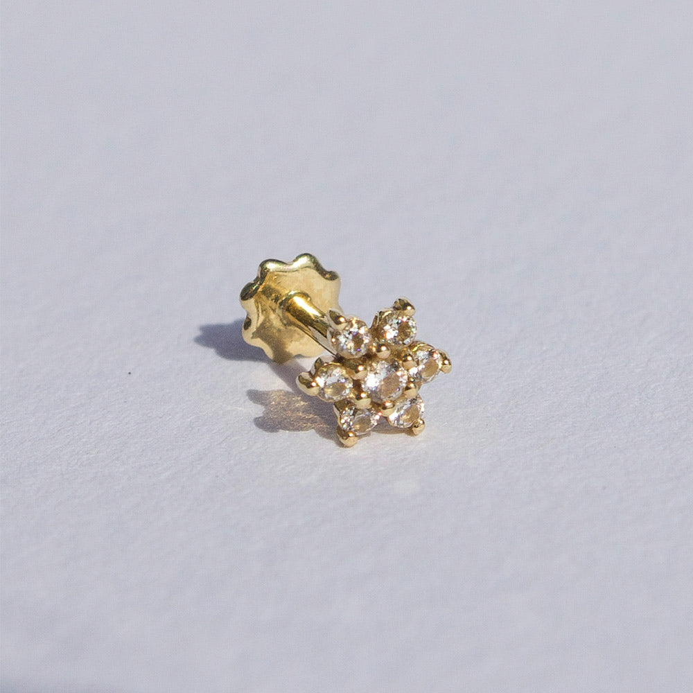 Natalie – 14K Solid Gold Flower Labret Stud Earring