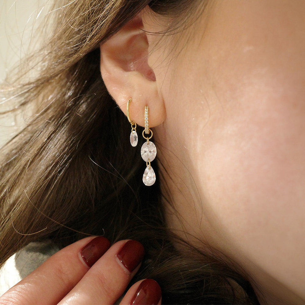 Miriam – 14K Solid Gold Floating Drilled Diamond Charm