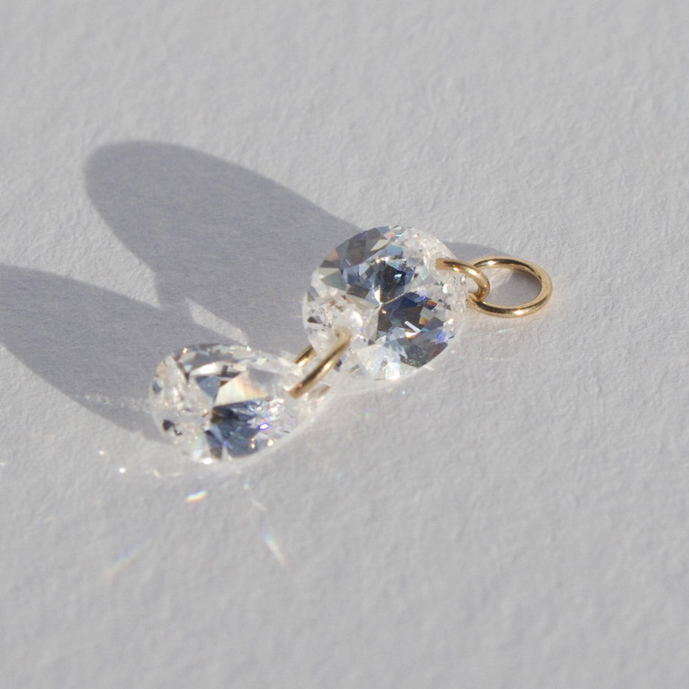 Miriam – 14K Solid Gold Floating Drilled Diamond Charm