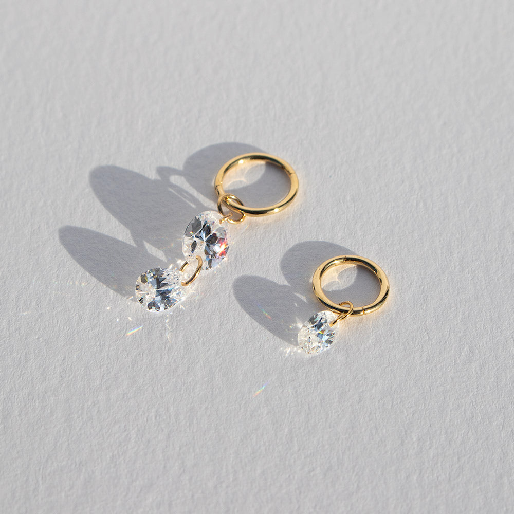 Zoe – 14K Solid Gold Floating Drilled Cubic Zirconia Charm