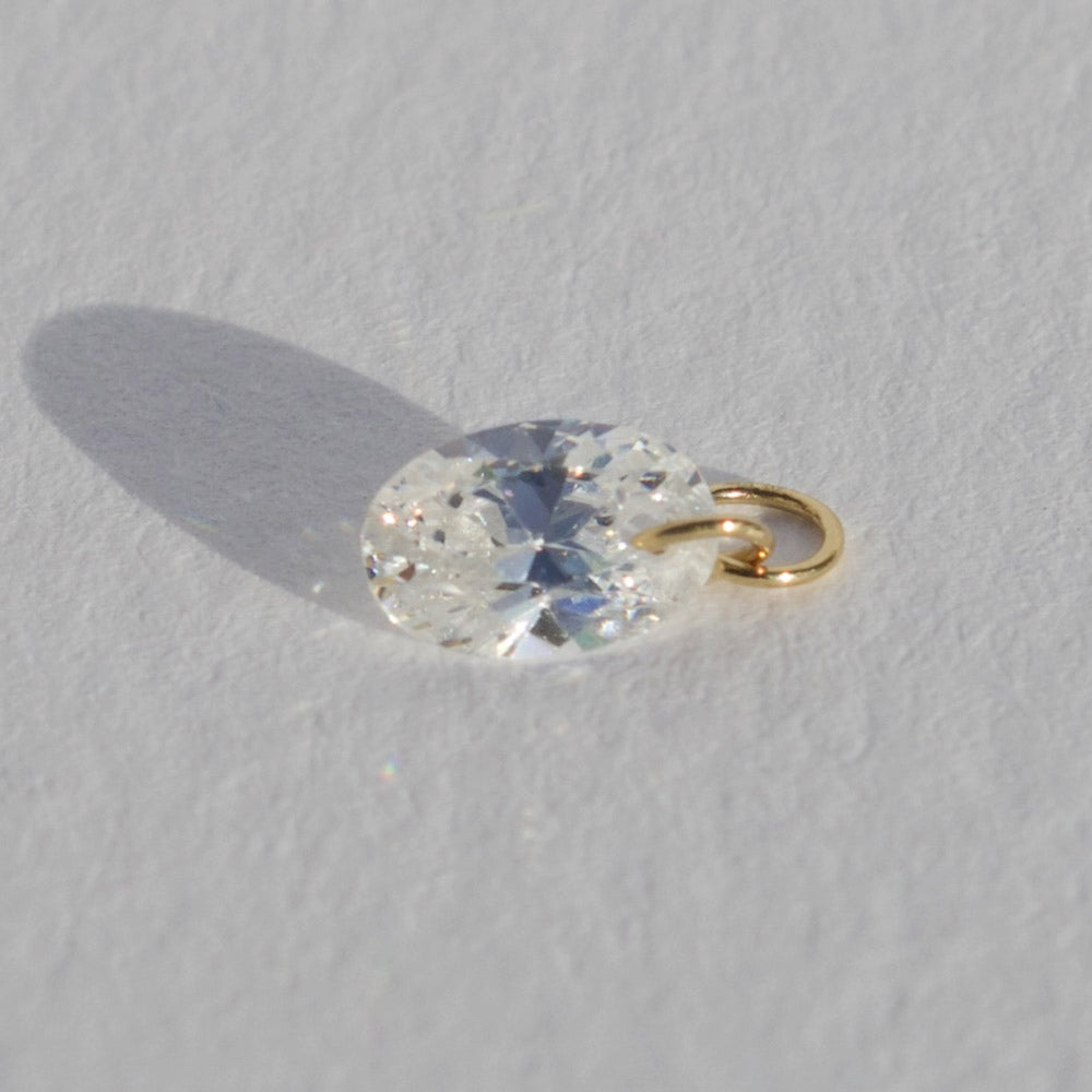 Zoe – 14K Solid Gold Floating Drilled Cubic Zirconia Charm