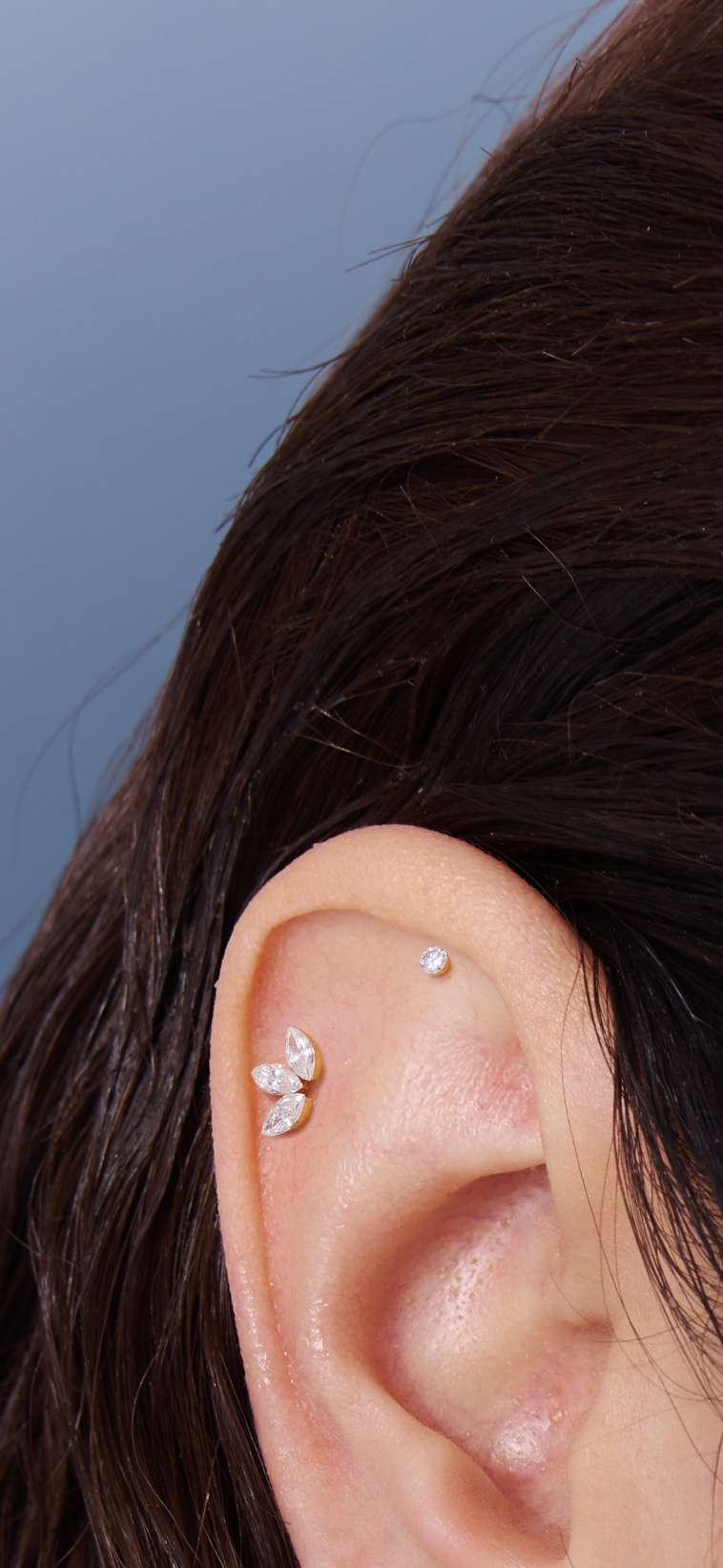 Athena - Lab-Grown Diamond 14K Solid Gold Invisible Set Labret Stud Threaded Earring
