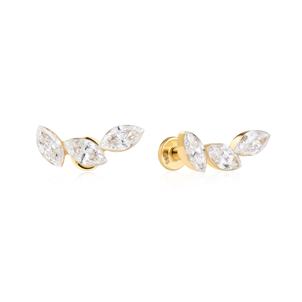 Iris - Lab-Grown Diamond 14K Solid Gold Invisible Set Labret Stud Threaded Earring