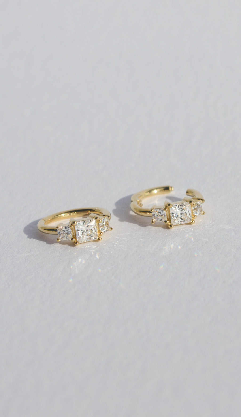 Katy – 8mm 14K Solid Gold Cubic Zirconia Clicker Segment Hoop Earring