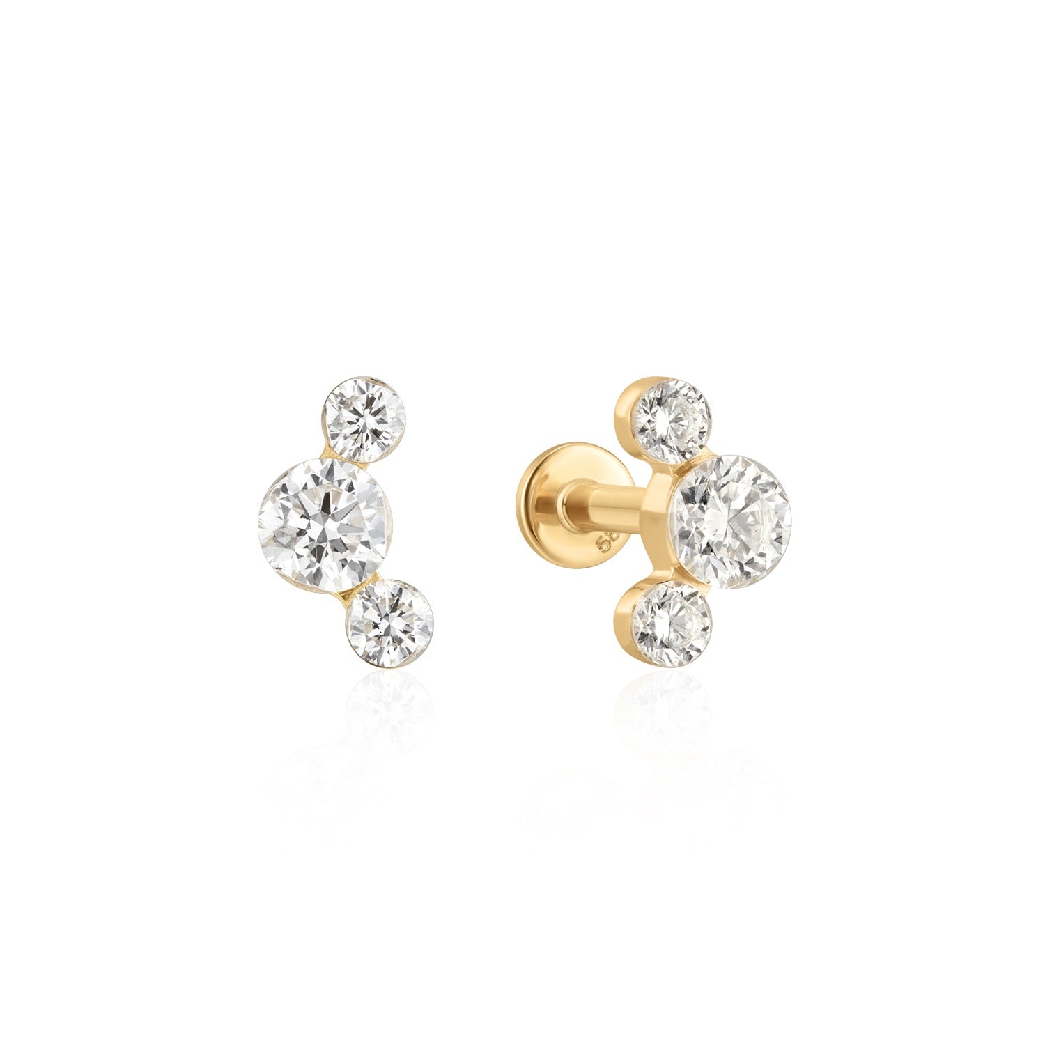 Melia - Lab-Grown Diamond 14K Solid Gold Invisible Set Labret Stud Threaded Earring