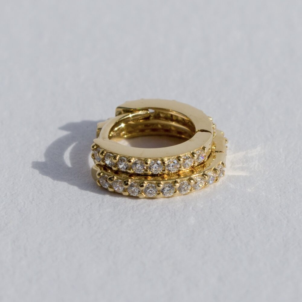 Justine - 8mm 14K Solid Gold Eternity Cubic Zirconia Huggie Hoop Earring