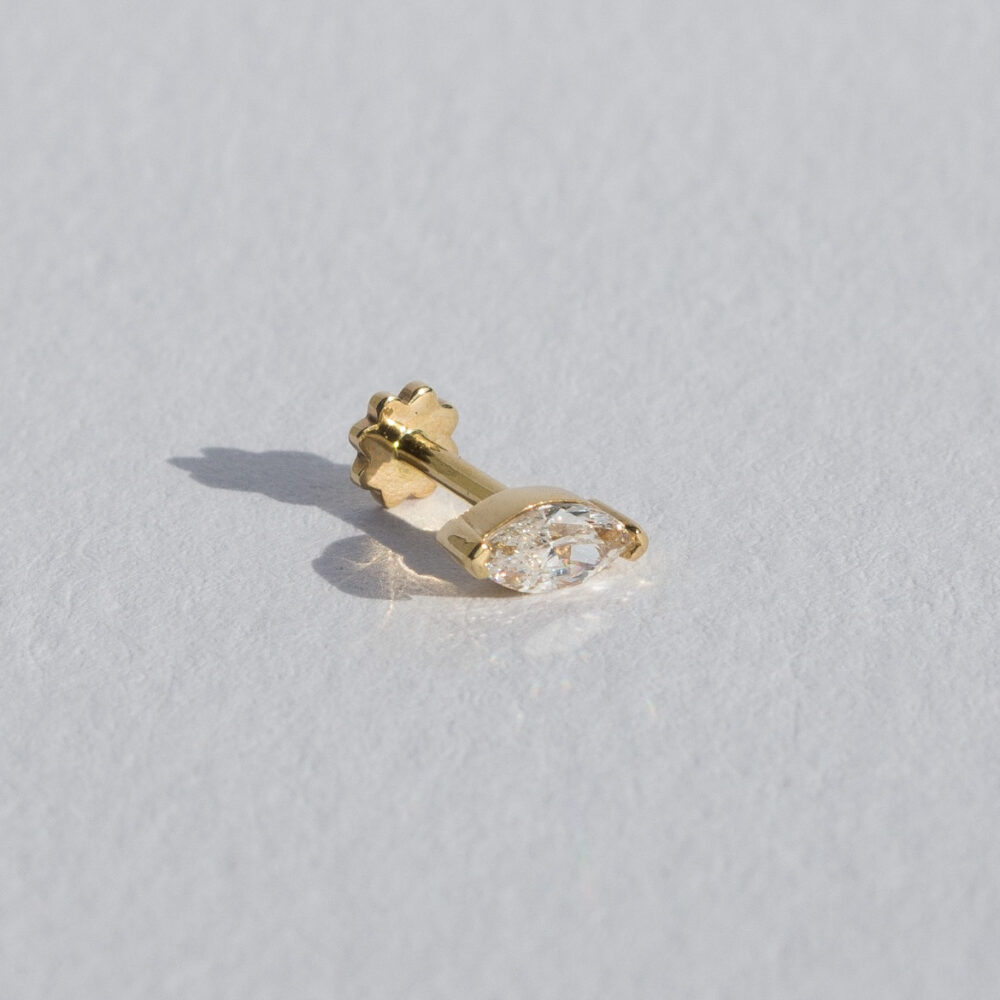 Sara - 14K Solid Gold Marquise Labret Stud Earring
