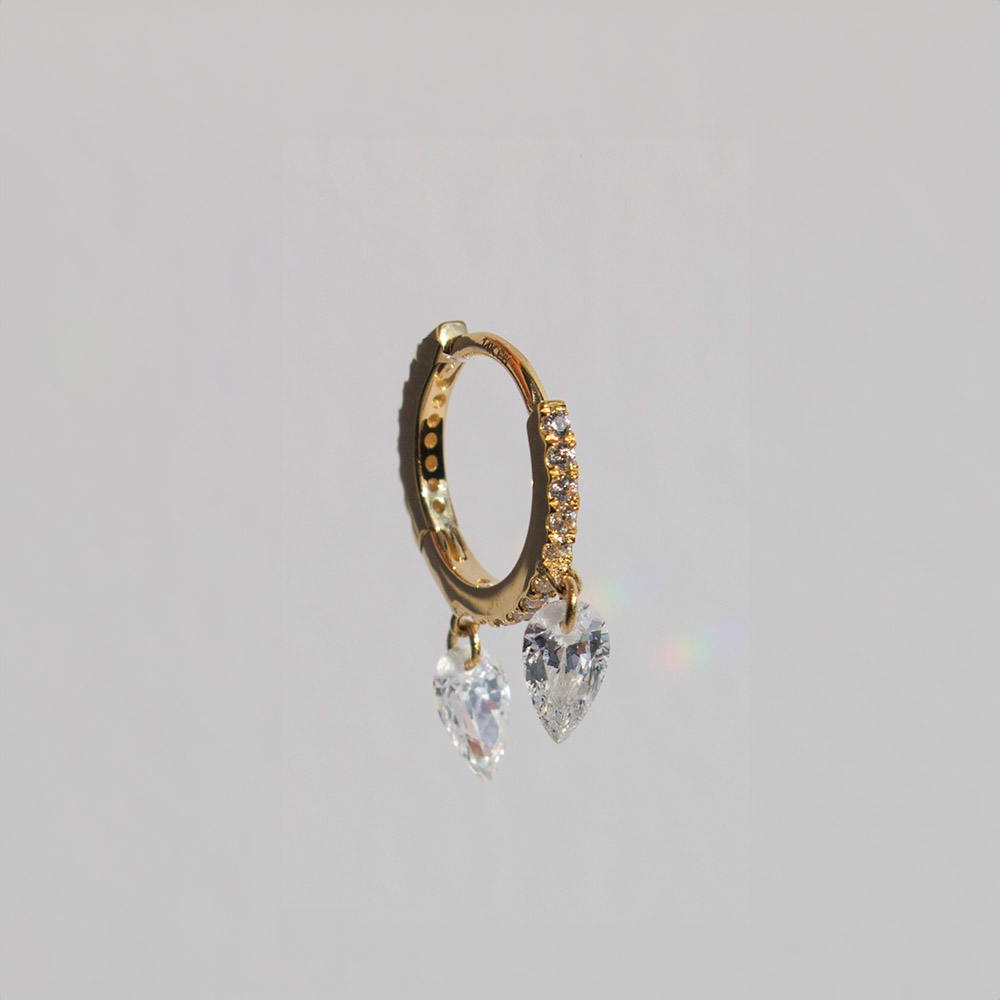 Martha - 14K Solid Gold Pear Spike Drop Huggie Hoop Earring