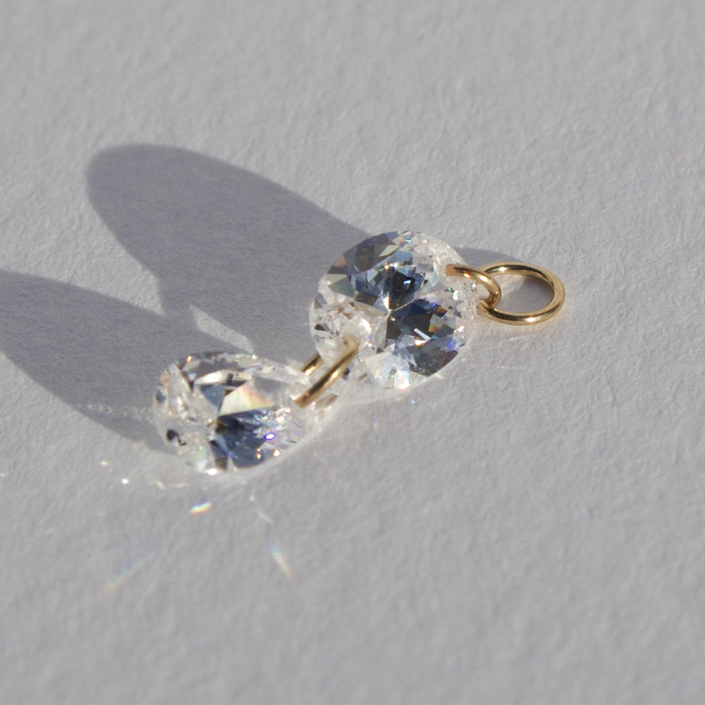 Miriam - 14K Solid Gold Floating Drilled Diamond Charm