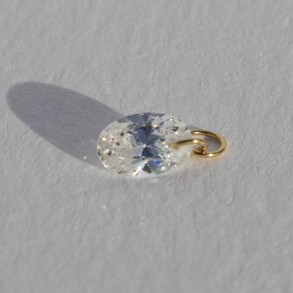 Zoe - 14K Solid Gold Floating Drilled Cubic Zirconia Charm